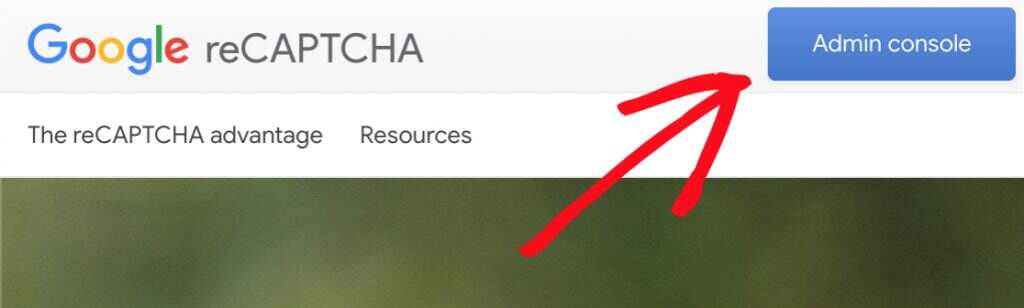 Click_admin_console_button_on_Google_reCAPTCHA_page
