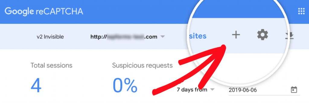 Existing_reCAPTCHA_users_can_click_plus_icon_to_add_new_site