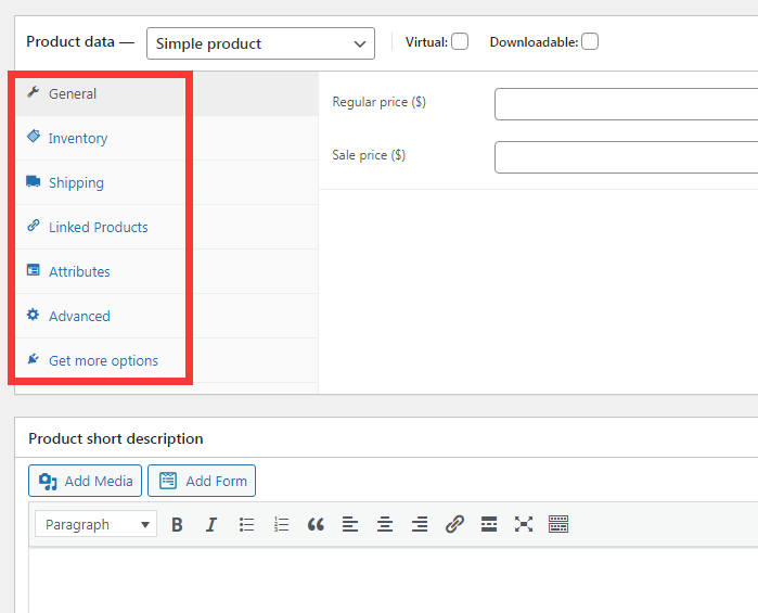 隐藏掉woocommerce Product data里面的选项卡