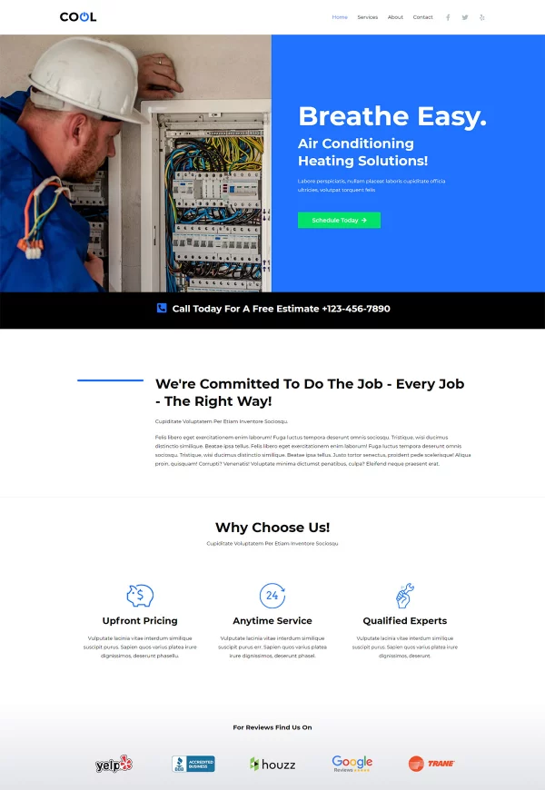 A/C Technician 网站模板预览