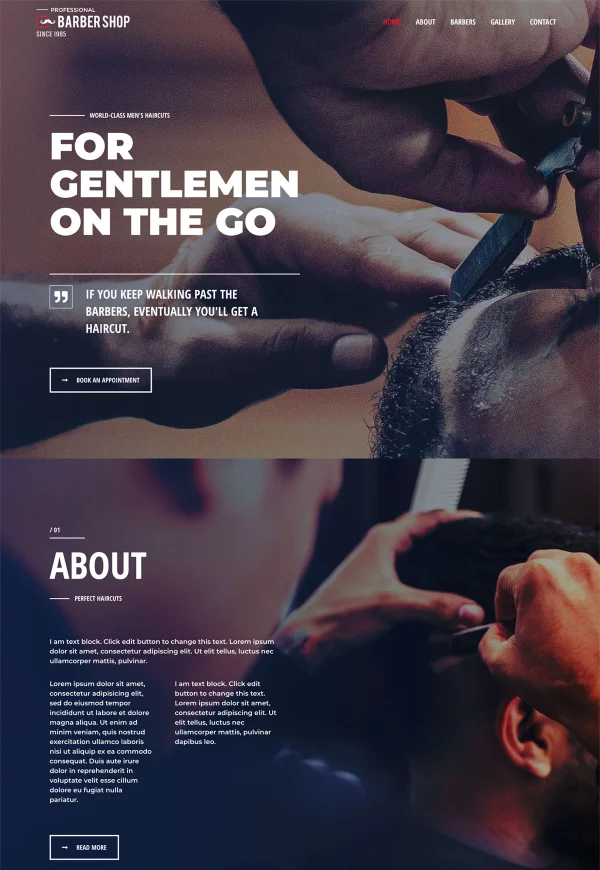 Barber Shop 网站模板预览