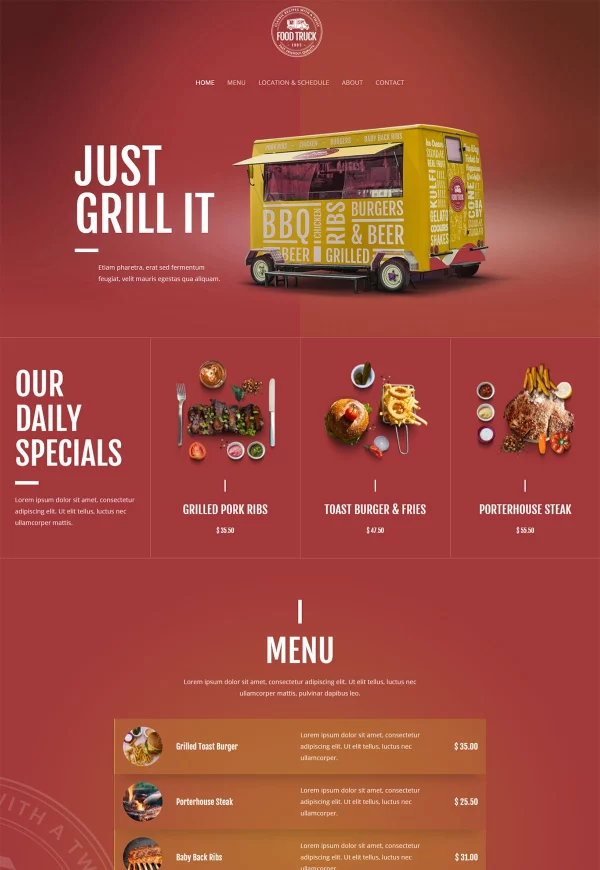 BBQ Food Truck 网站模板预览