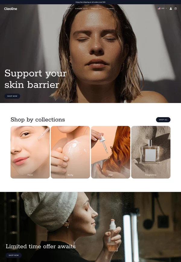 Beauty Product Store 网站模板预览