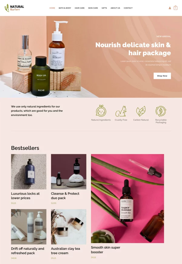 Beauty Products Store 网站模板预览