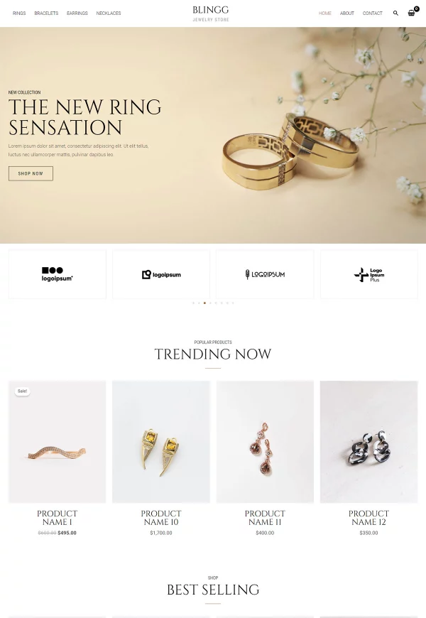 Blingg Jewelry 网站模板预览