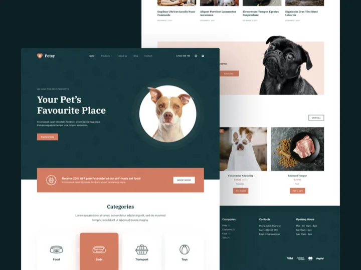 Petsy 网站模板预览