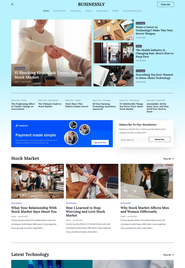 Business Blog 网站模板预览