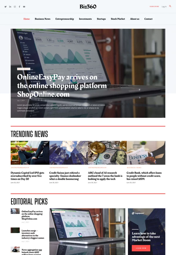 Business Magazine 网站模板预览