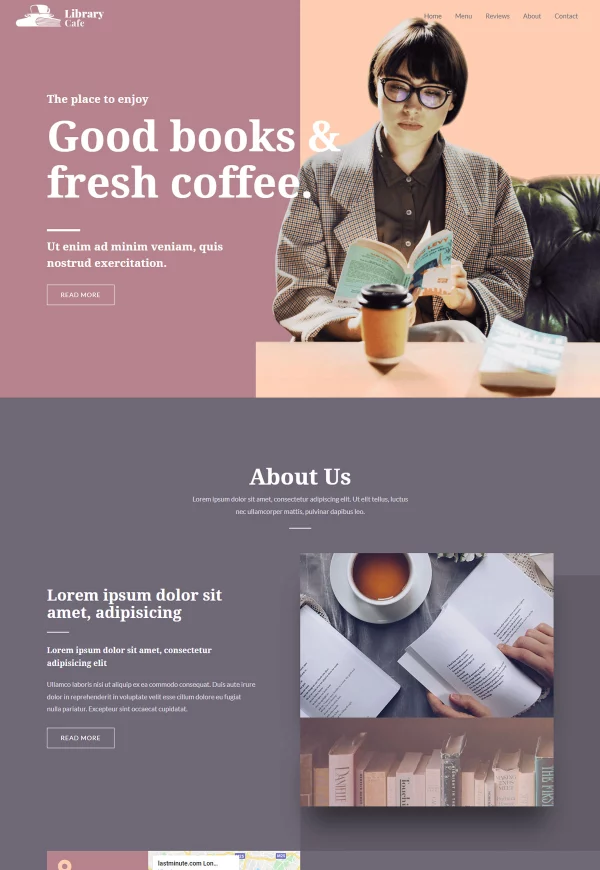 Library Cafe 网站模板预览