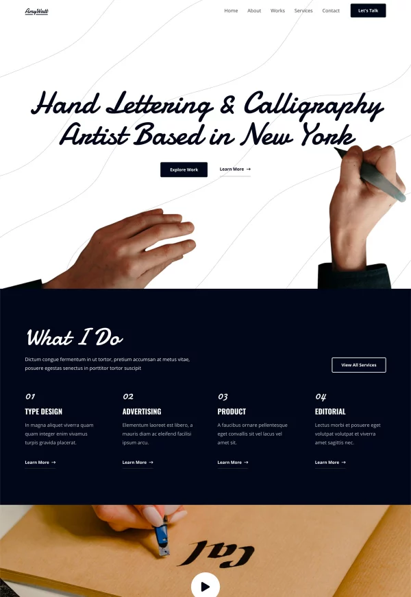 Calligraphy Artist 网站模板预览