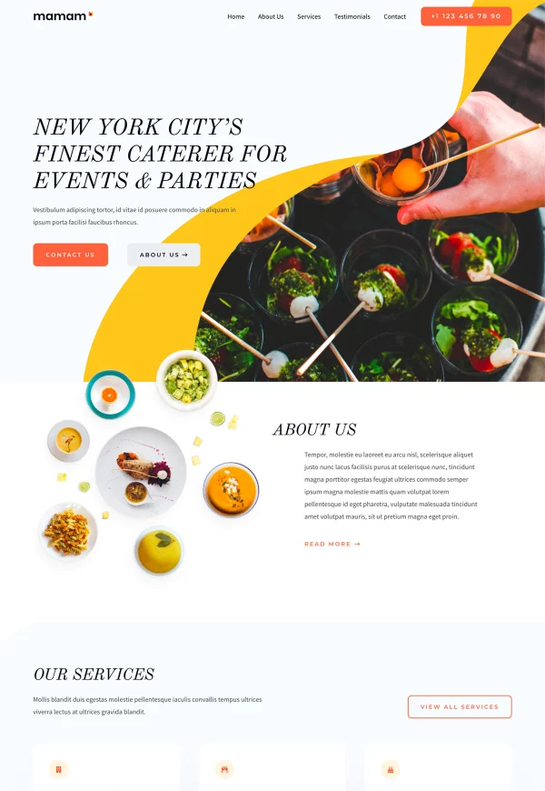 Catering & Events 网站模板预览