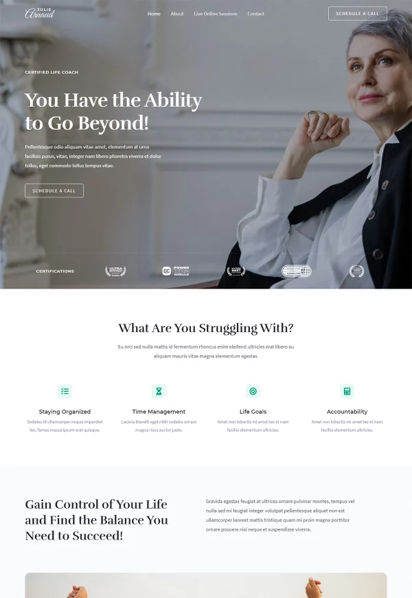 Life Coach 网站模板预览