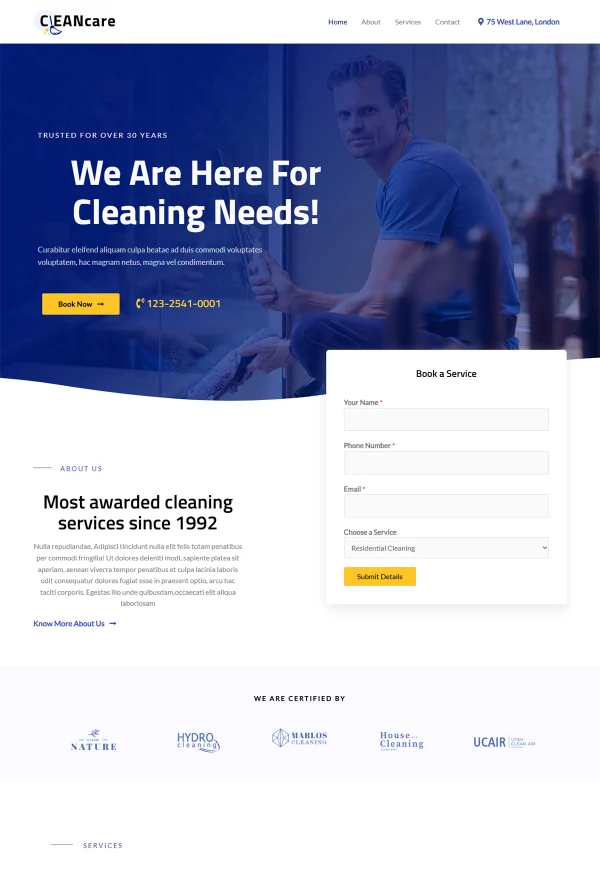 Cleaning Service 网站模板预览