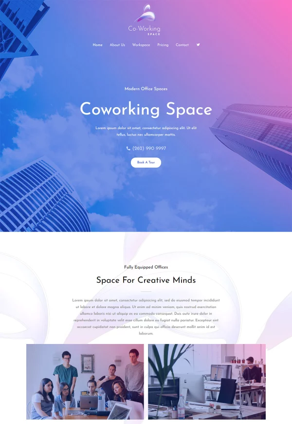 Co-Working Space 网站模板预览
