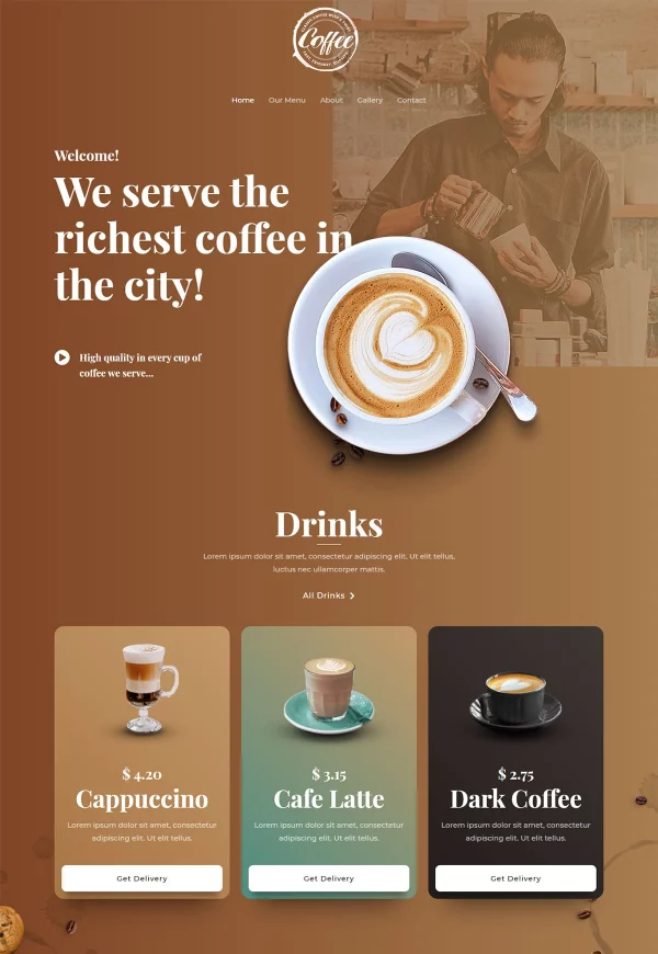 Coffee Shop 网站模板预览