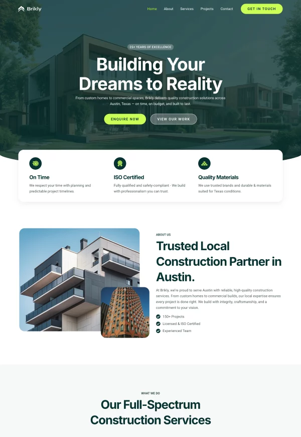 Construction Company 网站模板预览