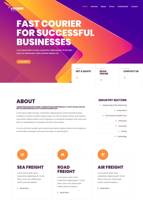 Courier & Delivery Services 网站模板预览
