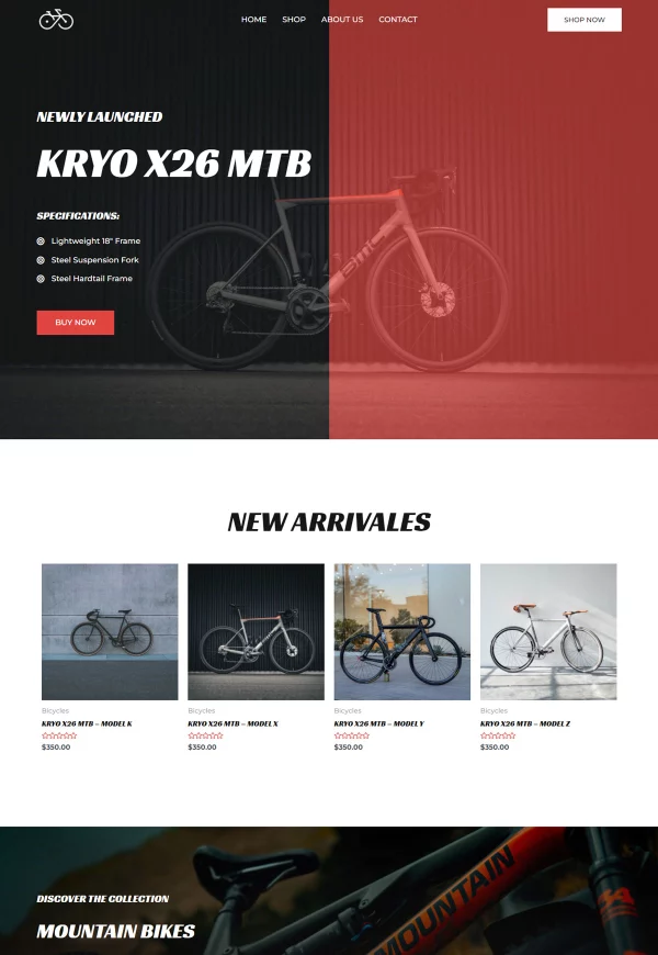 Cycle Shop 网站模板预览