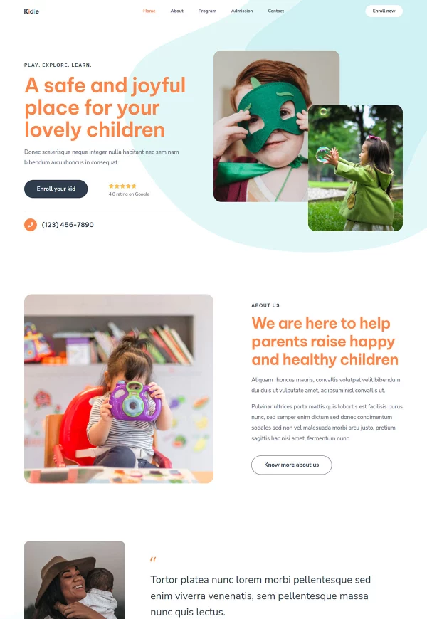 Day Care Services 网站模板预览