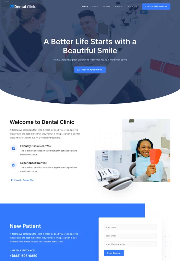 Dental Clinic 网站模板预览
