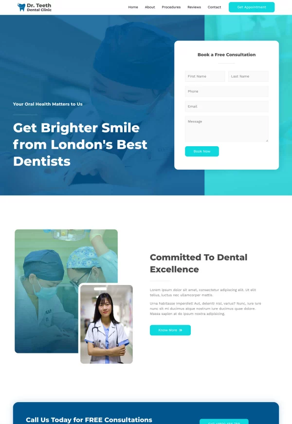 Dentist Clinic 网站模板预览