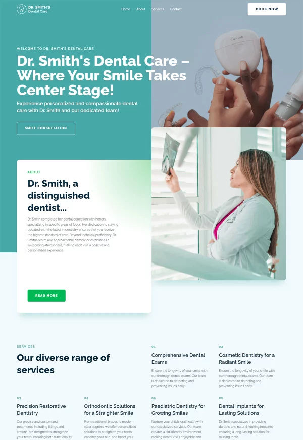 Dental Care 网站模板预览
