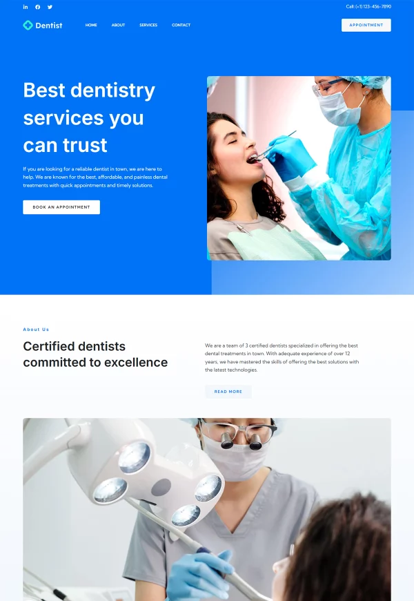 Dentist 网站模板预览