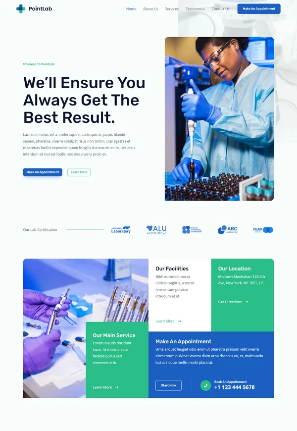 Diagnostic Lab 网站模板预览