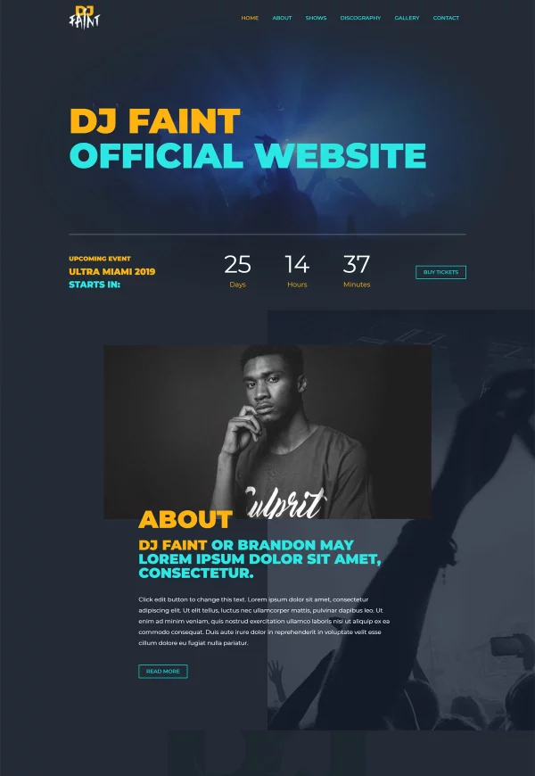 Disc Jockey 网站模板预览