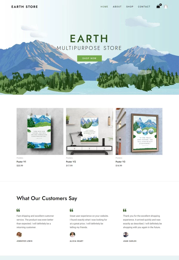Planet Earth Store 网站模板预览