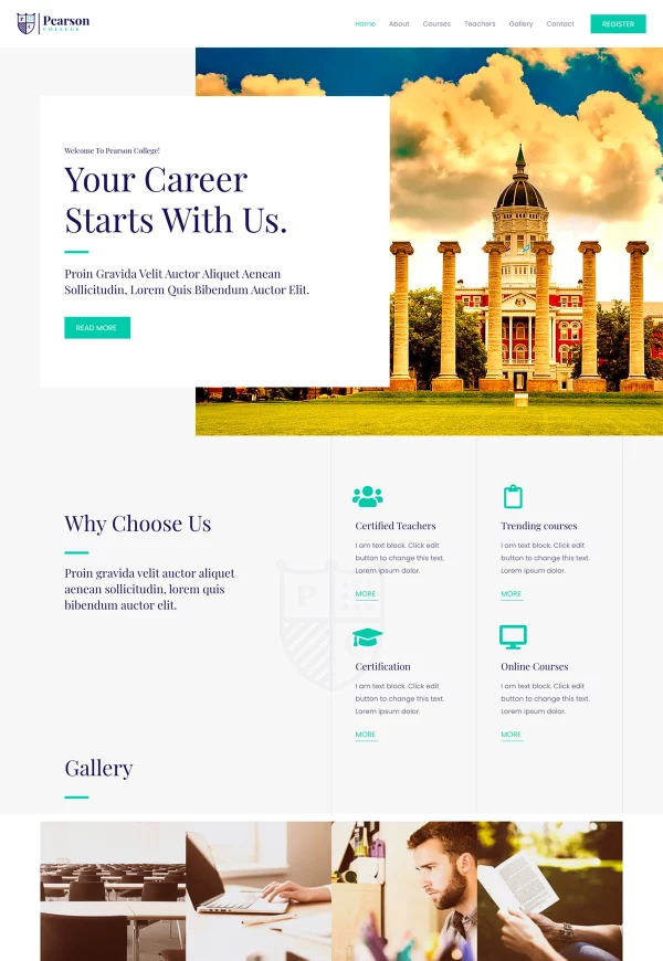 Pearson College 网站模板预览