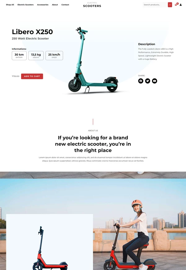 Electric Scooter 网站模板预览