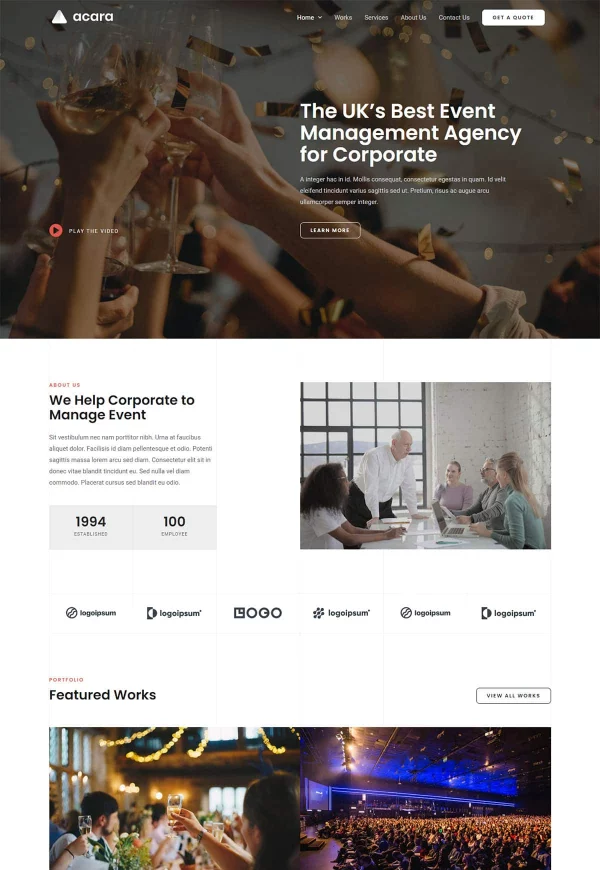 Event Management Agency 网站模板预览