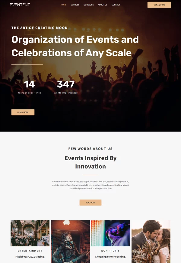 Event Management Agency 网站模板预览