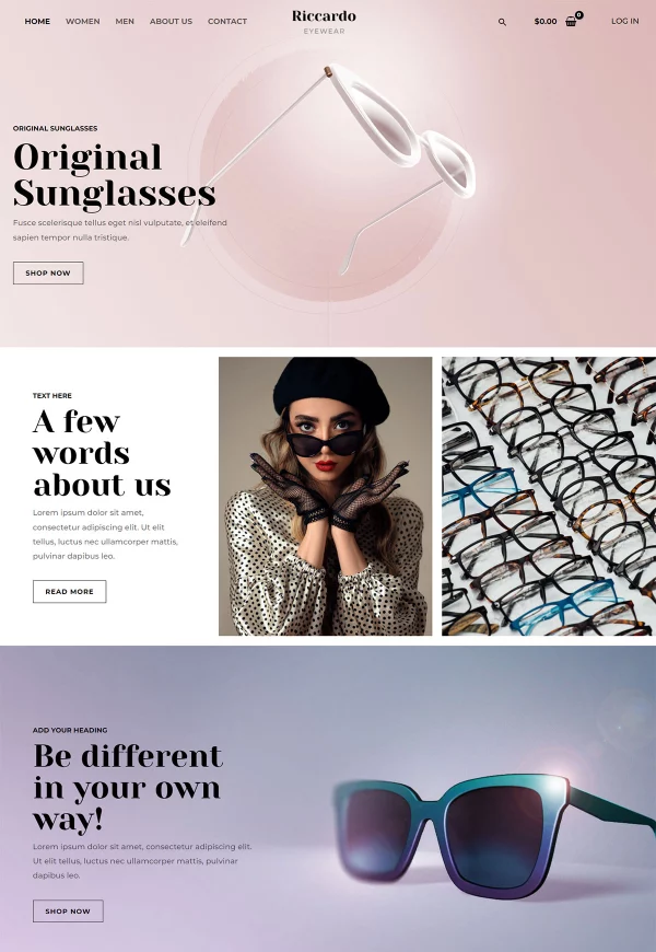 Eyewear Store 网站模板预览