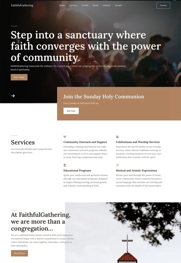 Faithful Gathering 网站模板预览