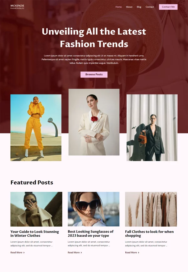 Fashion Blogger 网站模板预览