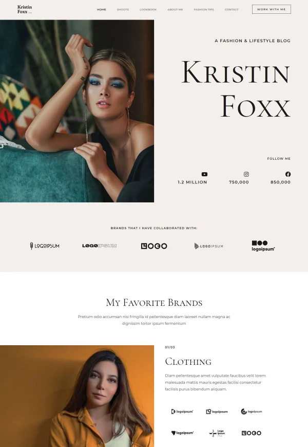 Fashion Influencer 网站模板预览