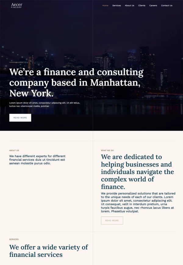Finance & Consulting 网站模板预览