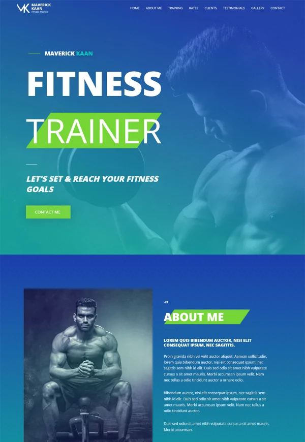 Fitness Trainer 网站模板预览