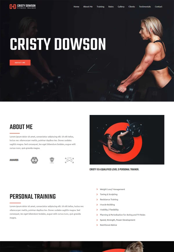Personal Fitness Trainer 网站模板预览