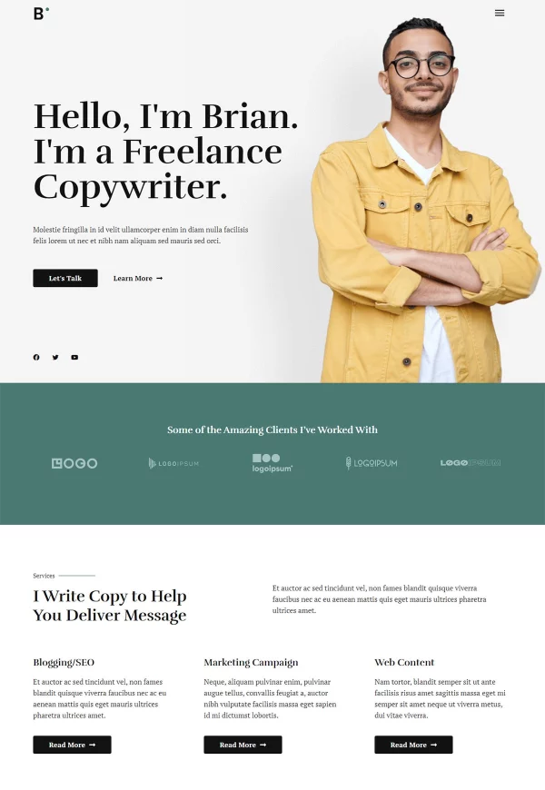 Freelance Copywriter 网站模板预览