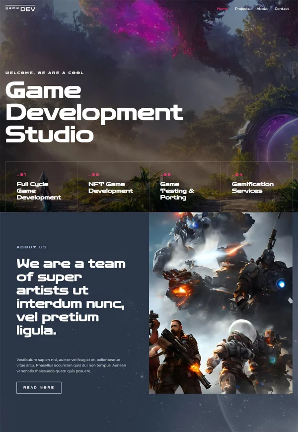 Game Dev Studio 网站模板预览