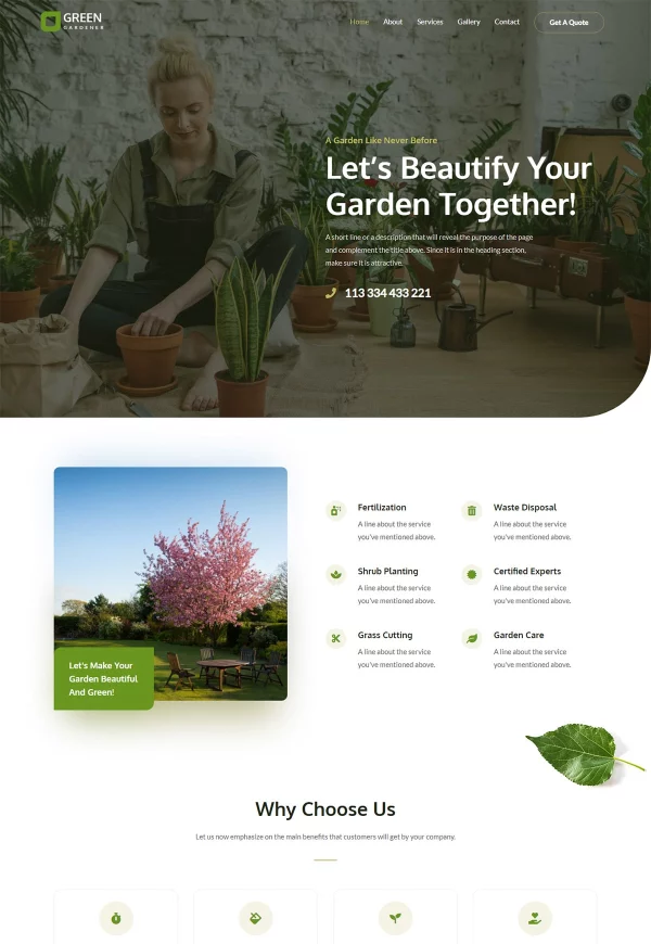 Gardening & Landscaping 网站模板预览