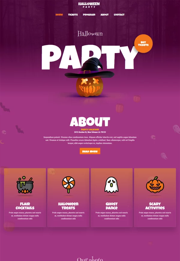 Halloween Party 网站模板预览