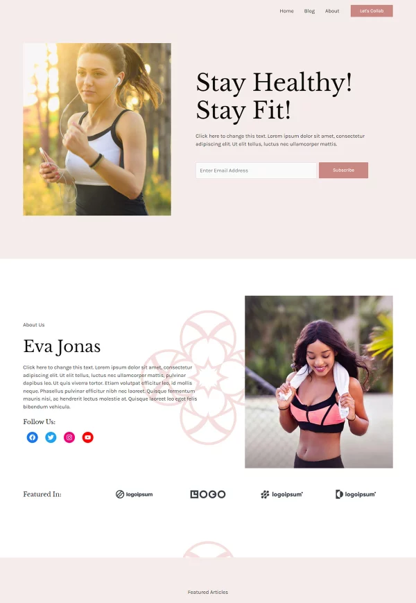 Health & Fitness 网站模板预览
