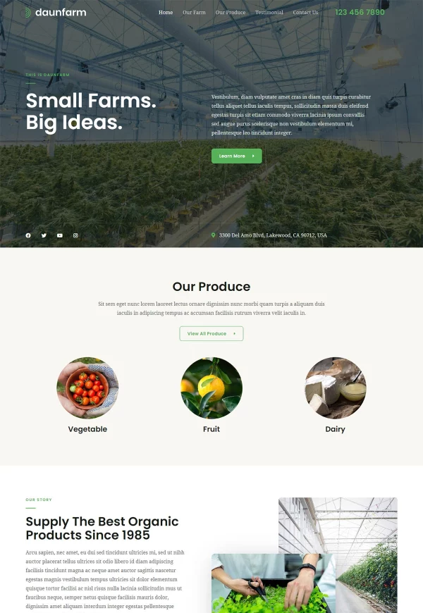 Horticulture 网站模板预览