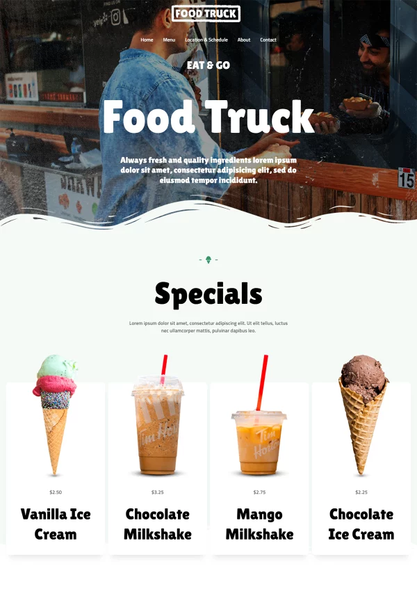 Food Truck 网站模板预览