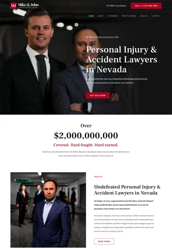 Injury and Accident Lawyer 网站模板预览