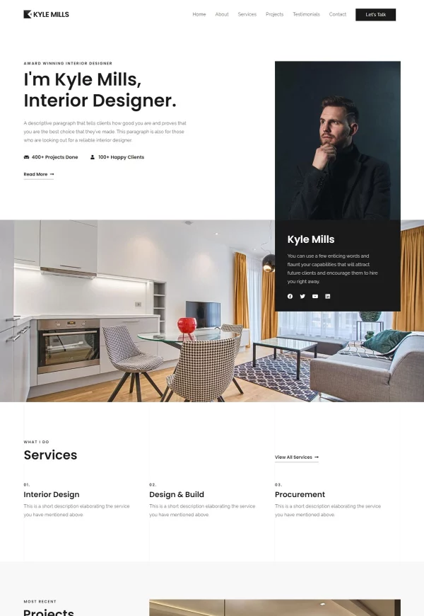 Interior Designer 网站模板预览